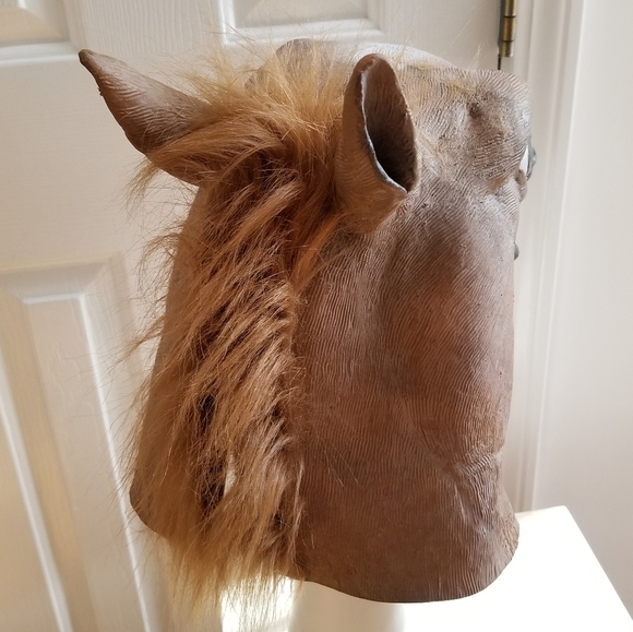 Halloween Horse Head Costume Mask Adult Farm Animal Brown One Size Prop Party - Picture 3 of 4